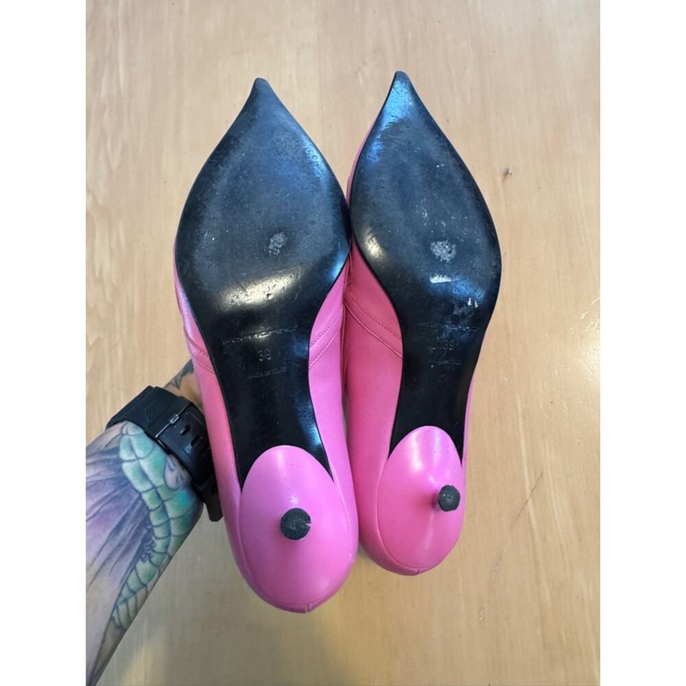 Fornarina Pointed-Toe Pink Leather Kitten Heels with Floral Cutout Detail- 39 - Picture 6 of 8